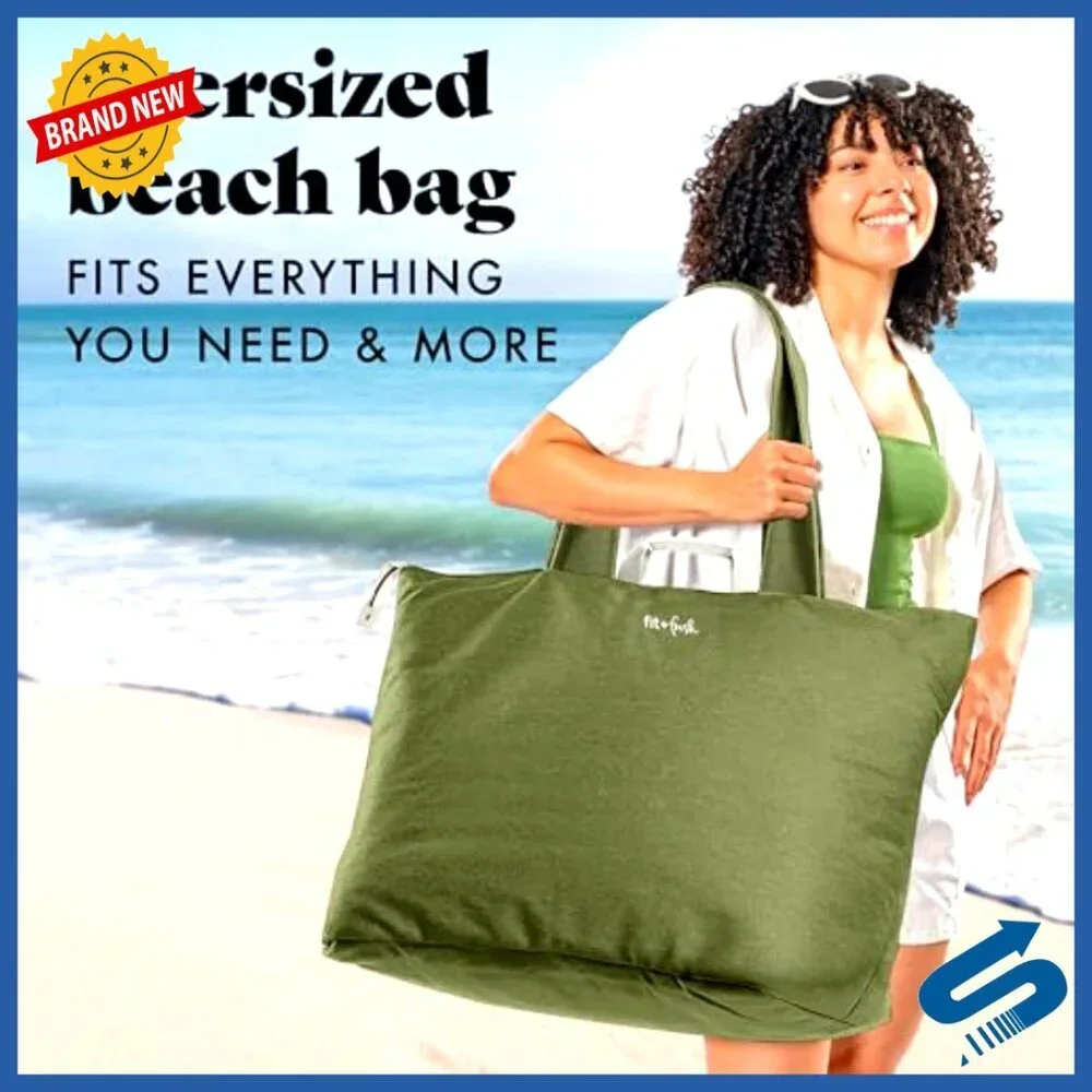 Oversized Travel Tote Bag Water Resistant Canvas Large Beach Utility Carry On